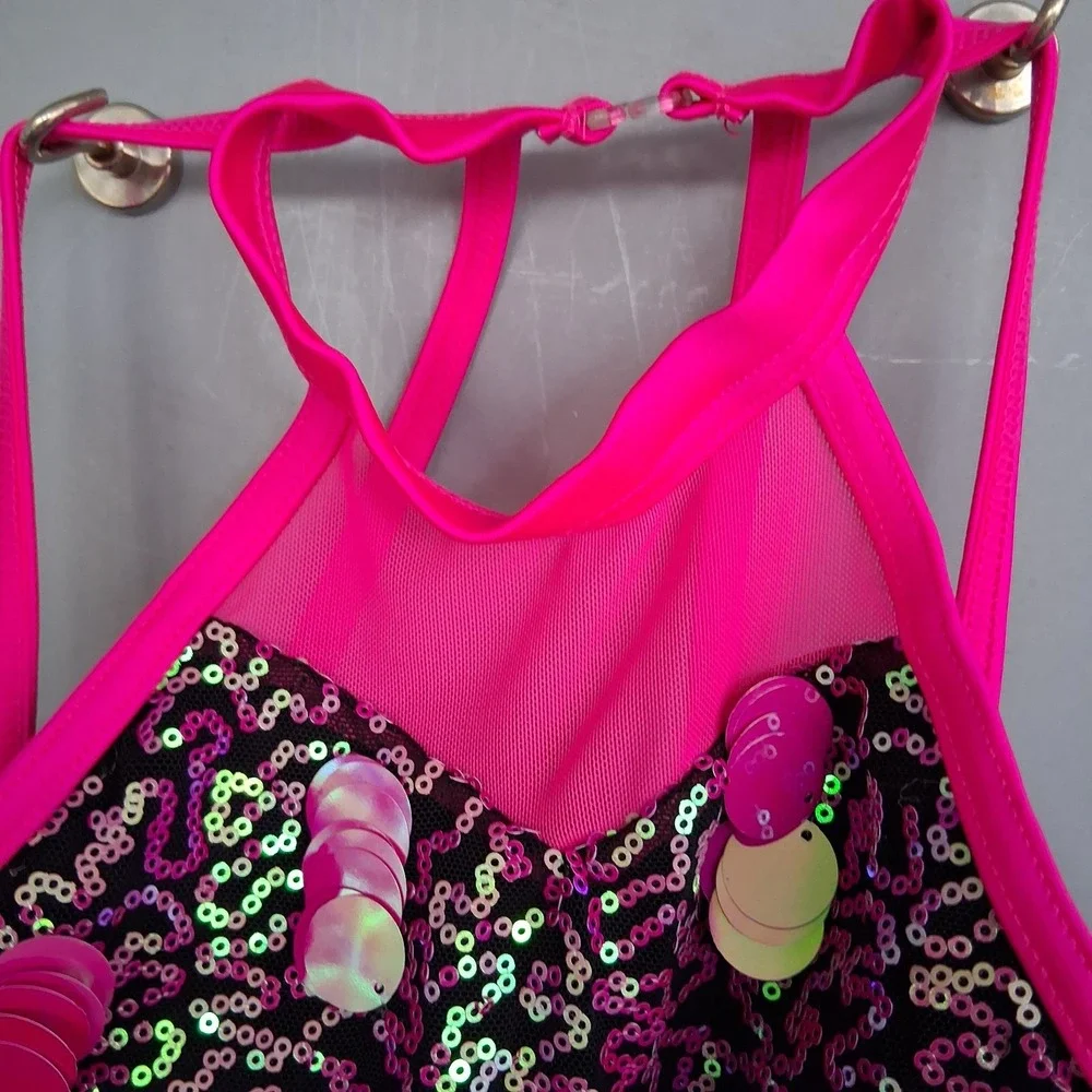 Weissman Dance Costume Hit Pink Black SC Small Child EUC